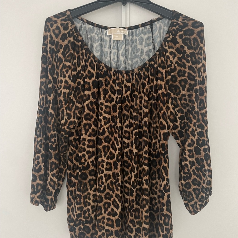 Michael Kors Brown Leopard Print Blouse